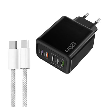 120W PD3.0 3 Type-C 2 USB Multi Port Quick Charger with Type-C to Type-C Cable, EU Plug����������...