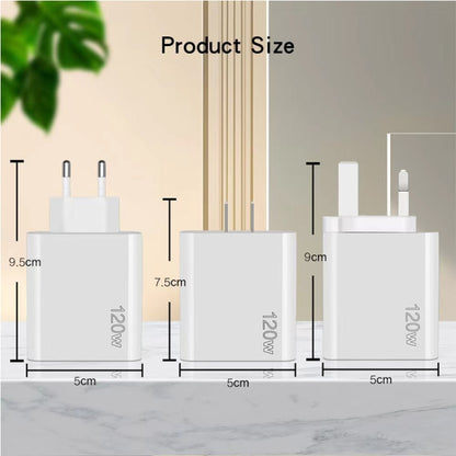 120W PD3.0 3 Type-C 2 USB Multi Port Quick Charger with Type-C to Type-C Cable, EU Plug����������...