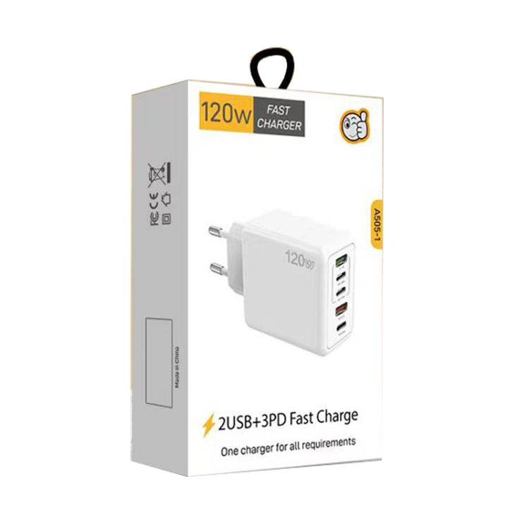 120W PD3.0 3 Type-C 2 USB Multi Port Quick Charger with Type-C to Type-C Cable, EU Plug����������...