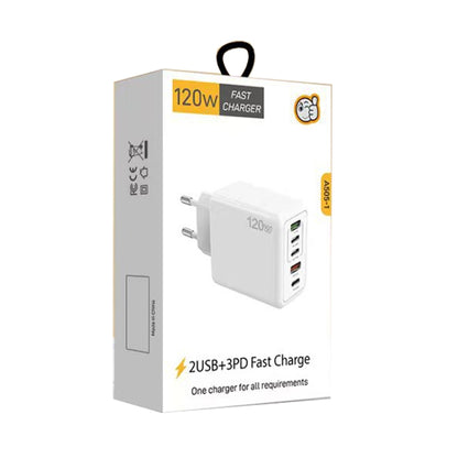 120W PD3.0 3 Type-C 2 USB Multi Port Quick Charger with Type-C to Type-C Cable, EU Plug����������...
