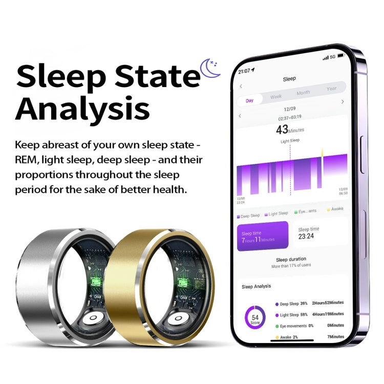 R5 SIZE 8 Smart Ring, Support Health Monitoring / Multiple Sports Modes