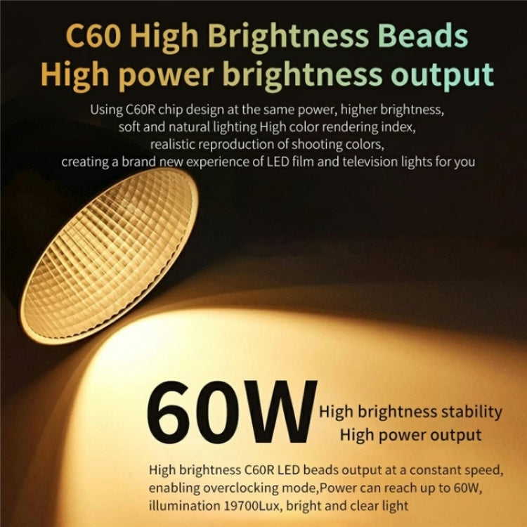C60R 60W RGB Stage Lamp Professional Video Photography COB Fill Light, EU Plug, US Plug, UK Plug
