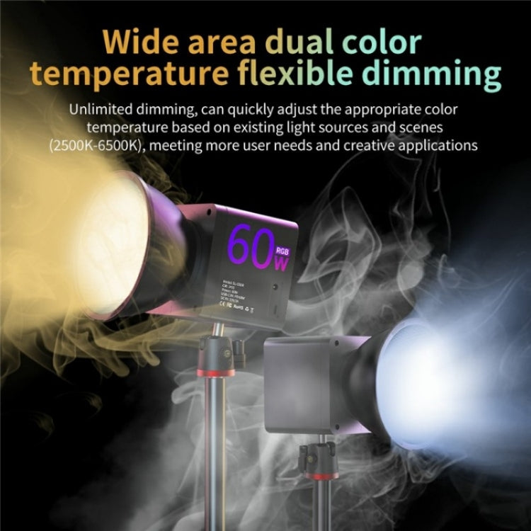 C60R 60W RGB Stage Lamp Professional Video Photography COB Fill Light, EU Plug, US Plug, UK Plug