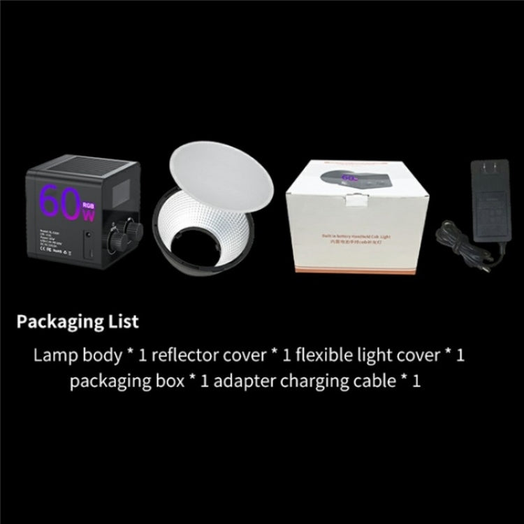 C60R 60W RGB Stage Lamp Professional Video Photography COB Fill Light, EU Plug, US Plug, UK Plug