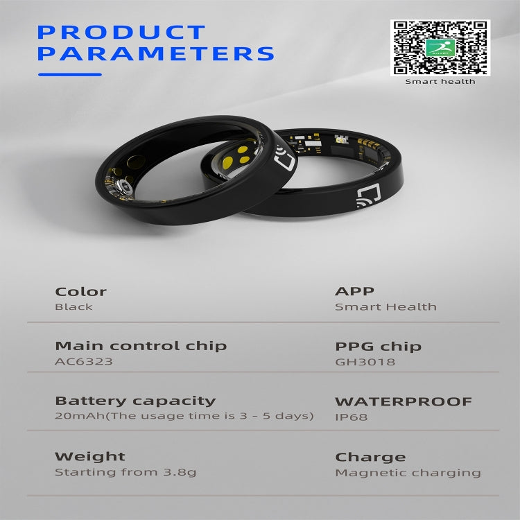 R20 SIZE 7 Smart Ring, Support Heart Rate / Blood Oxygen / Sleep Monitoring / Multiple Sports Modes