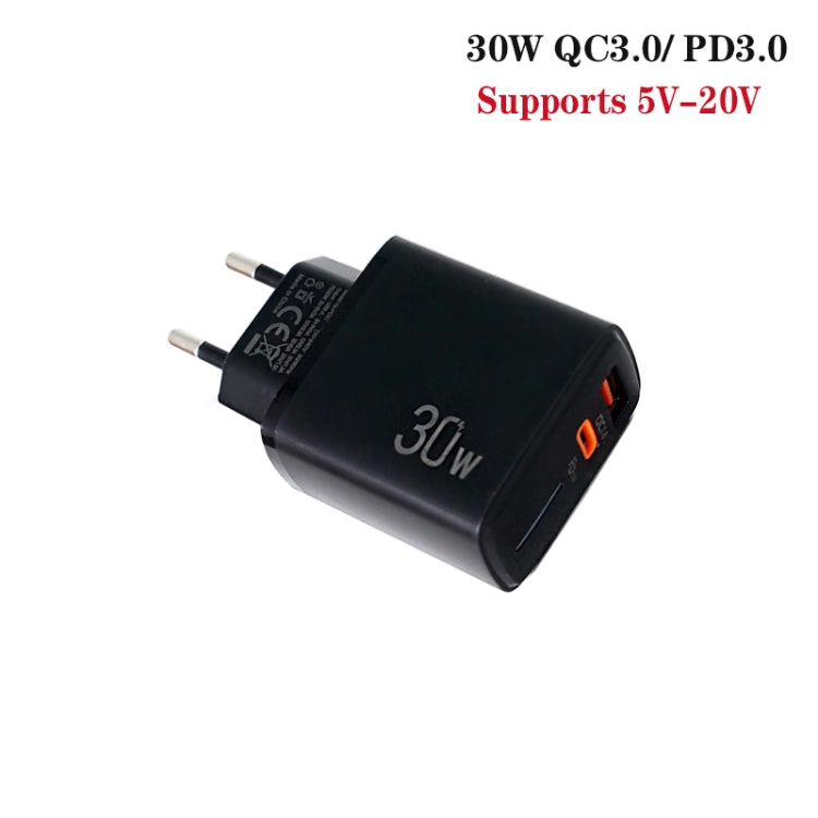 PD31 30W USB-C / Type-C + USB-A Charger with Type-C+8 Pin 2-in-1 Data Cable, EU Plug�������������...