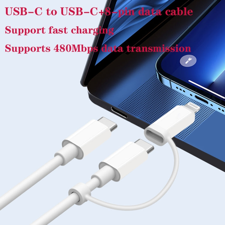 PD31 30W USB-C / Type-C + USB-A Charger with Type-C+8 Pin 2-in-1 Data Cable, EU Plug�������������...