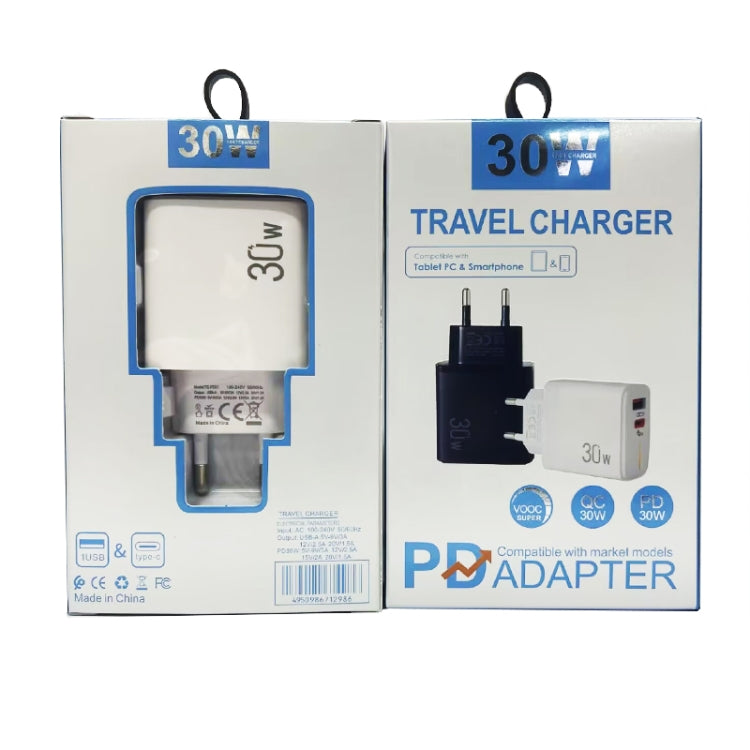 PD31 30W USB-C / Type-C + USB-A Charger with Type-C+8 Pin 2-in-1 Data Cable, EU Plug�������������...