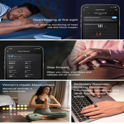 R10 SIZE 12 Smart Ring, Support Heart Rate / Blood Oxygen / Sleep / Multiple Sports Modes