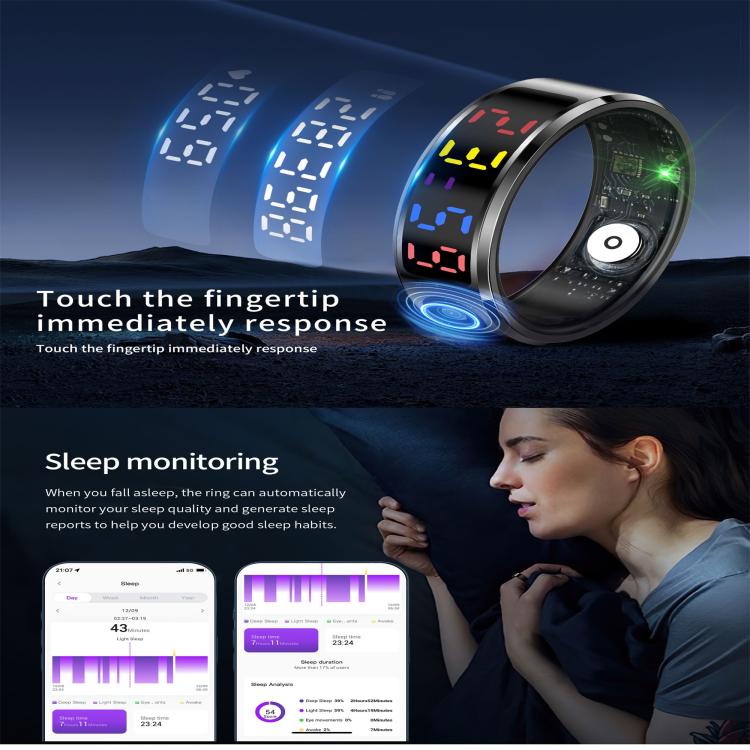 R12 SIZE 9 Smart Ring, Support Heart Rate / Blood Oxygen / Sleep / Multiple Sports Modes