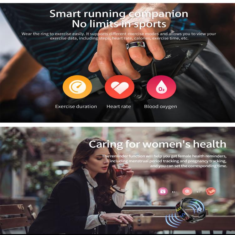 R12 SIZE 12 Smart Ring, Support Heart Rate / Blood Oxygen / Sleep / Multiple Sports Modes