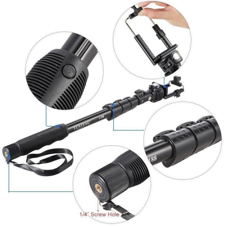 YUNTENG 1188 Retractable 3.5mm Wired Selfie Stick Monopod, YUNTENG 1188