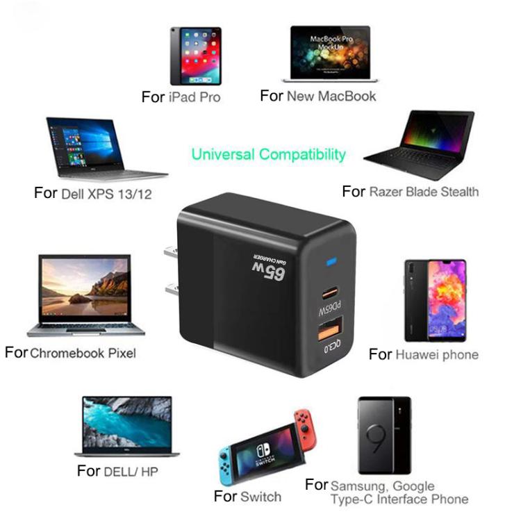 GaN PD 45W + QC3.0 USB Fully Compatible Protocol Charger for MacBook，US Plug, US Plug