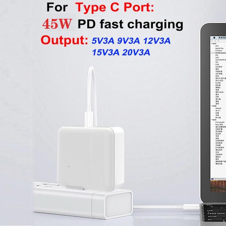 GaN PD 45W + QC3.0 USB Fully Compatible Protocol Charger for MacBook，US Plug, US Plug