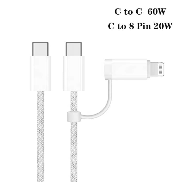 PD41 GaN PD 45W + USB Charger with USB-C to USB-C / 8 Pin Data Cable for iPhone, UK Plug, UK Plug