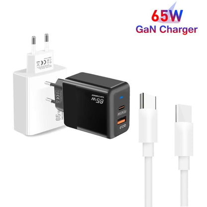 PD41 GaN PD 45W + USB Charger with Type-C to Type-C Data Cable, EU Plug, EU Plug