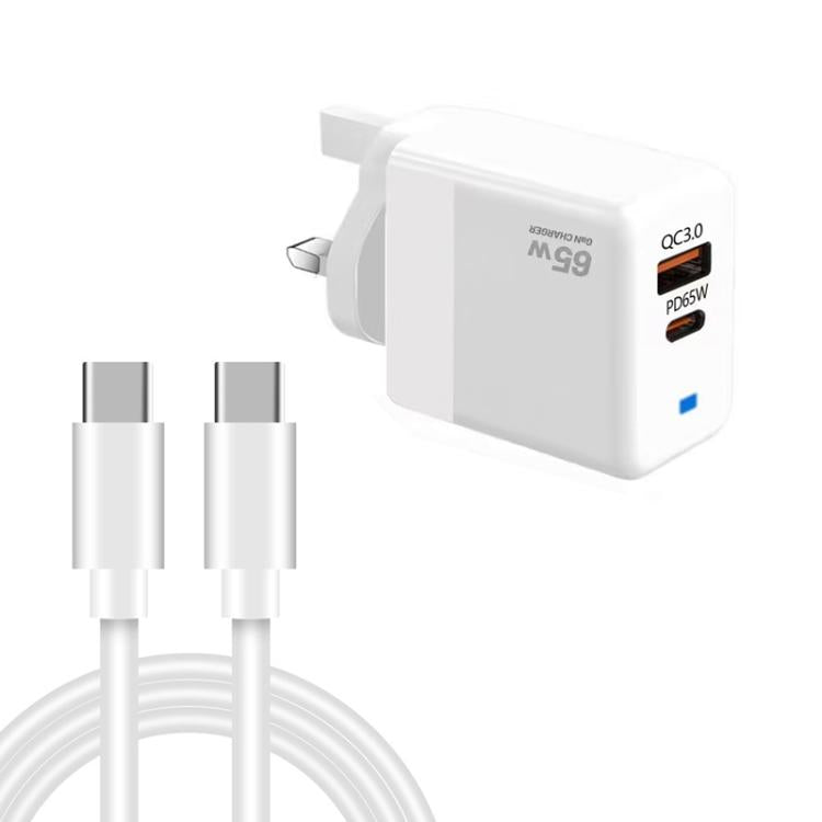 PD41 GaN PD 45W + USB Charger with Type-C to Type-C Data Cable, UK Plug, US Plug