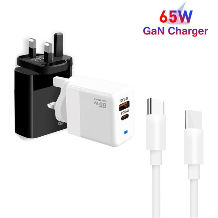 PD41 GaN PD 45W + USB Charger with Type-C to Type-C Data Cable, UK Plug, US Plug