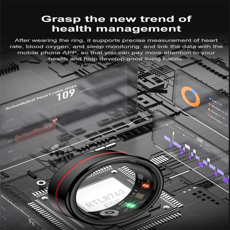 R04 SIZE 12 Smart Ring, Support Heart Rate / Blood Oxygen / Sleep Monitoring / Take Photos