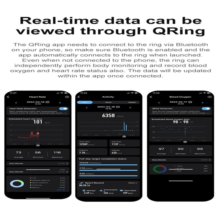 R04 SIZE 13 Smart Ring, Support Heart Rate / Blood Oxygen / Sleep Monitoring / Take Photos