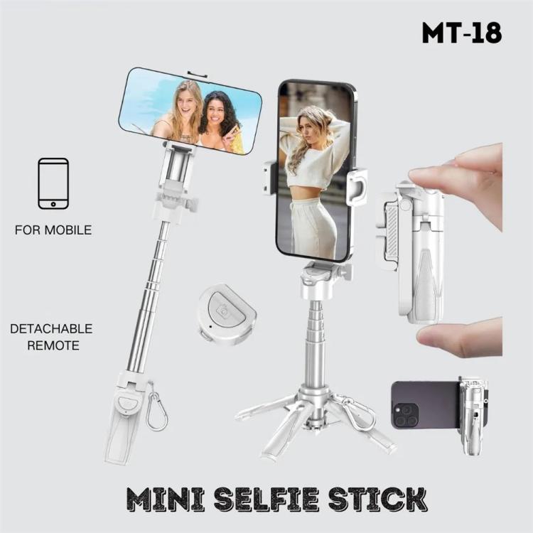 Jmary MT-18 Extendable Phone Holder Wireless Control Mini Phone Selfie Stick Tripod, MT-18 (White...