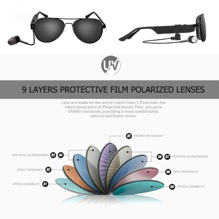 A8 Wireless Earphone Bluetooth Headset Sunglasses Music Headphones Smart Glasses Earbud Hands-fre...