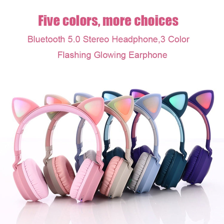 Cute Cat Ear Bluetooth 5.0 Headphones Foldable On-Ear Stereo Wireless Headset Headphone with Mic ...