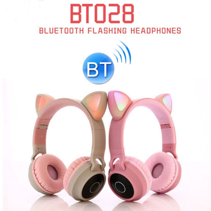 Cute Cat Ear Bluetooth 5.0 Headphones Foldable On-Ear Stereo Wireless Headset Headphone with Mic ...