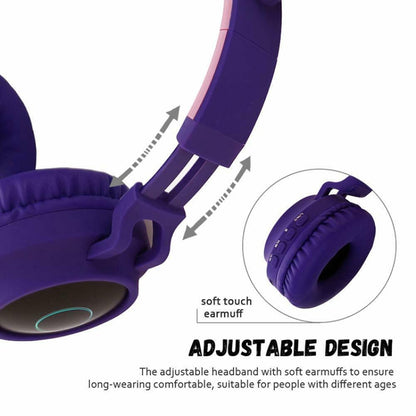Cute Cat Ear Bluetooth 5.0 Headphones Foldable On-Ear Stereo Wireless Headset Headphone with Mic ...