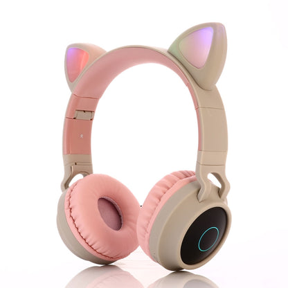 Cute Cat Ear Bluetooth 5.0 Headphones Foldable On-Ear Stereo Wireless Headset Headphone with Mic ...