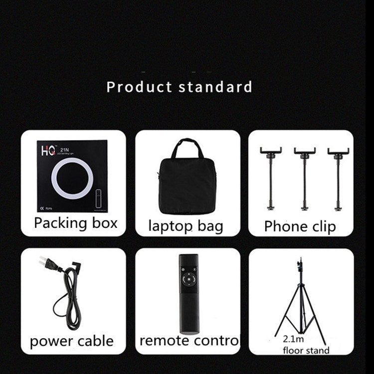 HQ-21N 21 inch 52.5cm LED Ring Vlogging Photography Video Lights Kits with Remote Control & Phone...