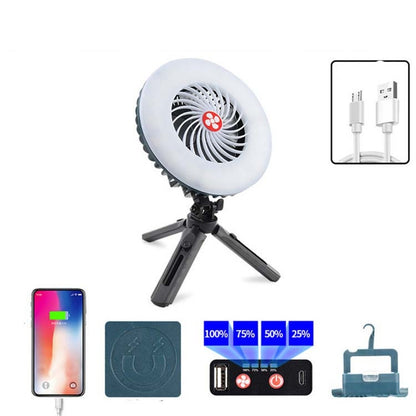 USB Rechargeable Fan Lamp Live Broadcast Multi-function Tent Camping Lamp, Fan Light�������������...