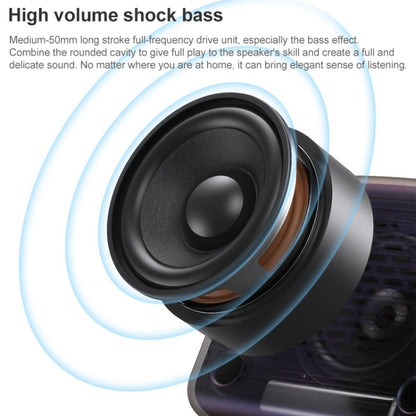 BT-511 Mini LED HD Mirror Bluetooth Speaker, Support 32GB TF Card & 3.5mm AUX & Dual Alarm Clock ...