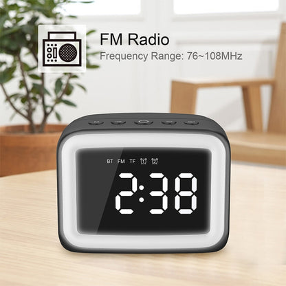 BT-511 Mini LED HD Mirror Bluetooth Speaker, Support 32GB TF Card & 3.5mm AUX & Dual Alarm Clock ...