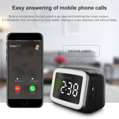 BT-511 Mini LED HD Mirror Bluetooth Speaker, Support 32GB TF Card & 3.5mm AUX & Dual Alarm Clock ...