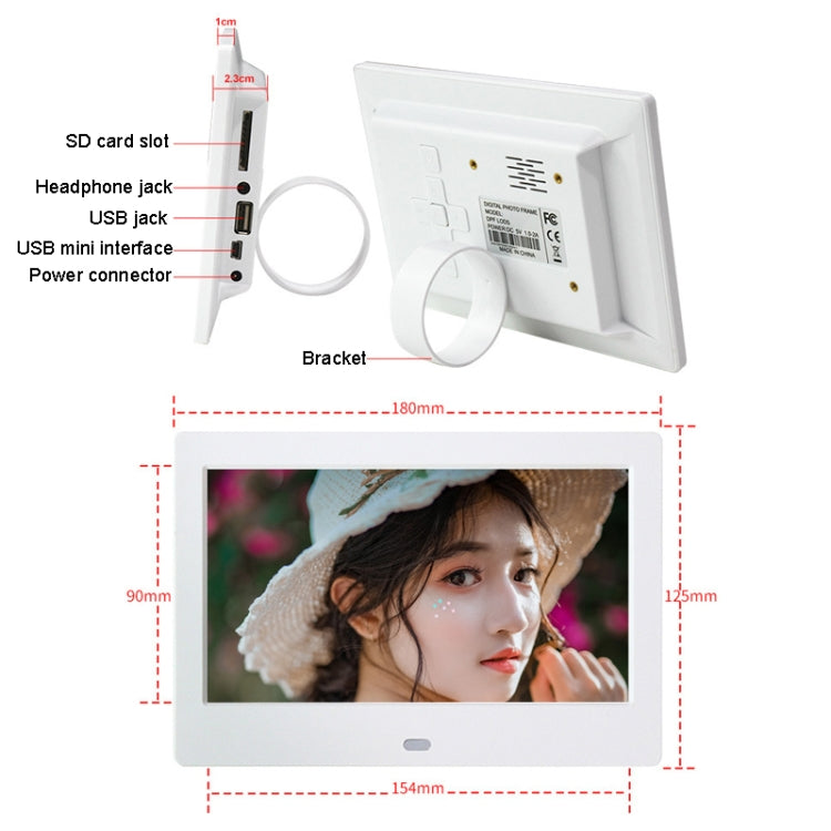 DPF-706 7 inch Digital Photo Frame LED Wall Mounted Advertising Machine, US Plug, EU Plug, UK Plu...