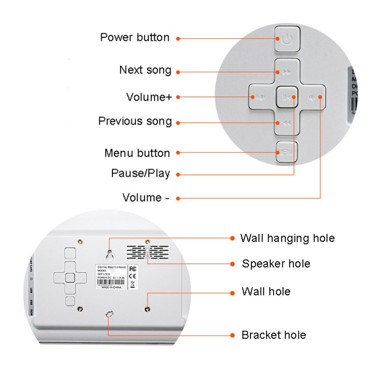 DPF-706 7 inch Digital Photo Frame LED Wall Mounted Advertising Machine, US Plug, EU Plug, UK Plu...