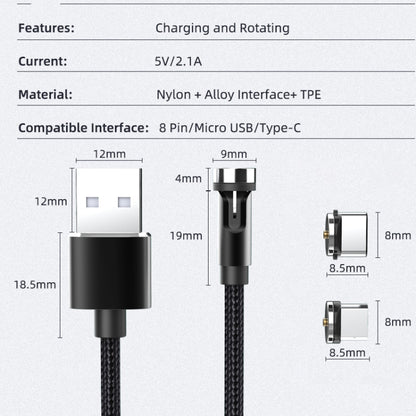 CC56 Dust Plug Rotating Magnetic Wire, Cbale Length: 2m, 2m Android Head, 2m Micro USB�����������...