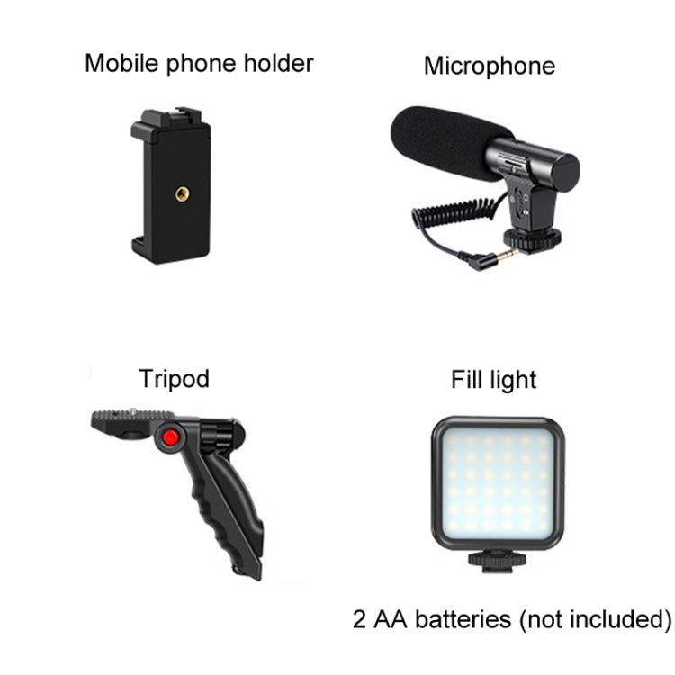 KIT-01LM 3 in 1 Video Shooting LED Light Portable Tripod Live Microphone, Battery Models���������...