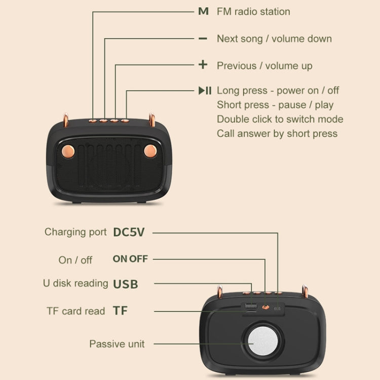 BS32D Wireless Bluetooth Speaker Cartoon Subwoofer Outdoor Card Portable Mini Speaker, Blue, Blac...