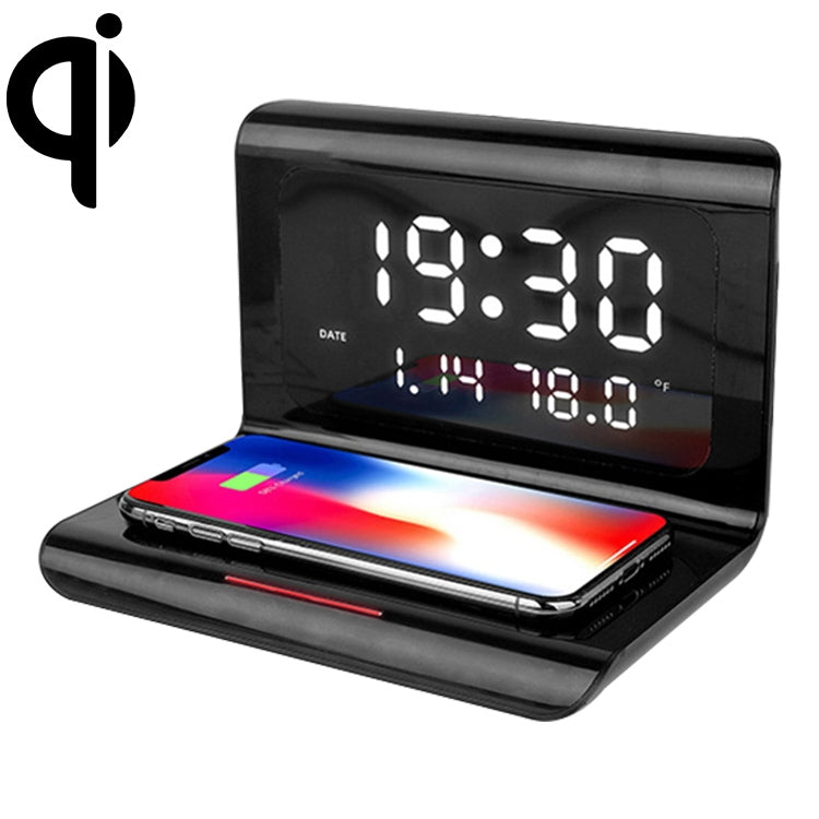 10W QI Universal Multi-function Mobile Phone Wireless Charger with Alarm Clock & Time / Calendar ...