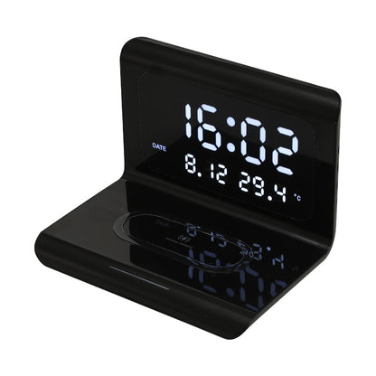 10W QI Universal Multi-function Mobile Phone Wireless Charger with Alarm Clock & Time / Calendar ...
