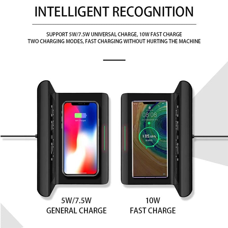 10W QI Universal Multi-function Mobile Phone Wireless Charger with Alarm Clock & Time / Calendar ...