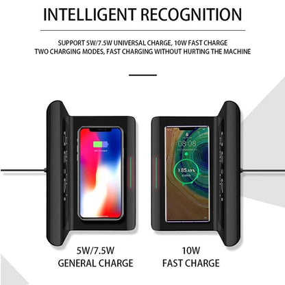 10W QI Universal Multi-function Mobile Phone Wireless Charger with Alarm Clock & Time / Calendar ...