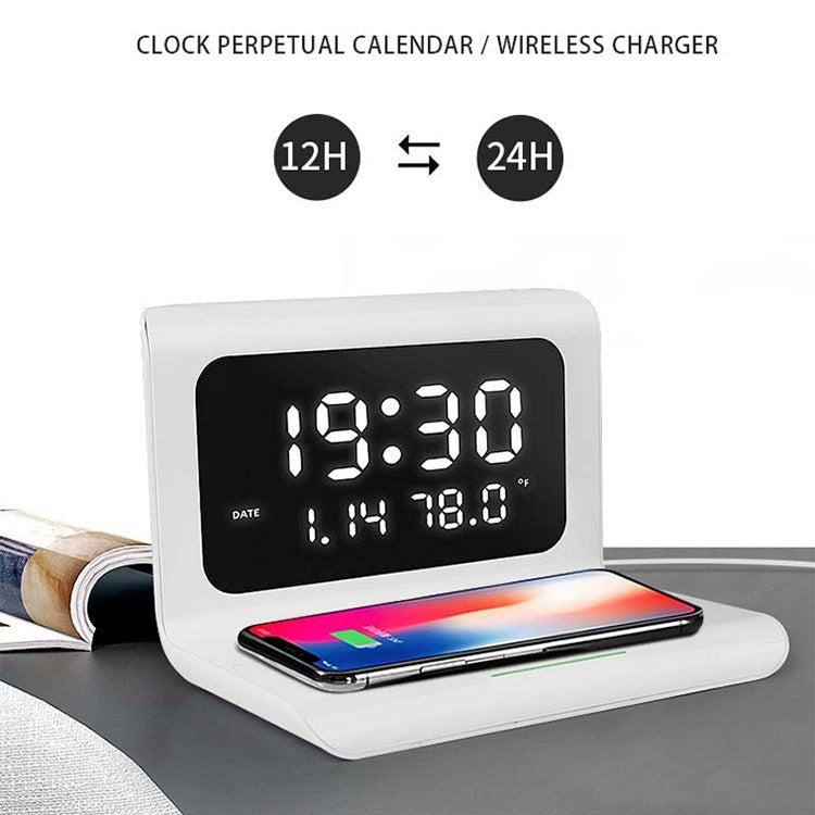 10W QI Universal Multi-function Mobile Phone Wireless Charger with Alarm Clock & Time / Calendar ...