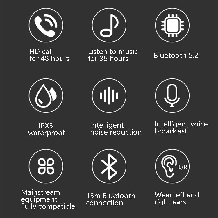 V10P Wireless Bluetooth V5.0 Sport Headphone without Charging Box Support Voice Reception, Black�...