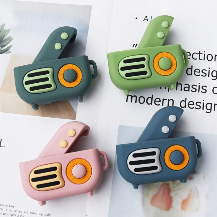 2 PCS Retro Radio Shape Protective Cover Silicone Case for AirPods Pro, Green, Blue Gray���������...