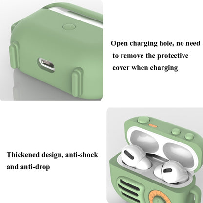 2 PCS Retro Radio Shape Protective Cover Silicone Case for AirPods Pro, Green, Blue Gray���������...