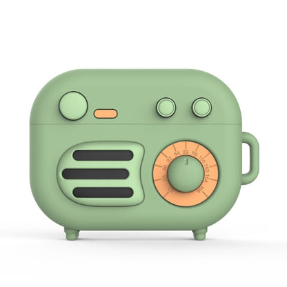 2 PCS Retro Radio Shape Protective Cover Silicone Case for AirPods Pro, Green, Blue Gray���������...