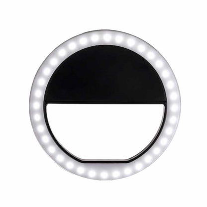 Ring-Shaped Mobile Phone Selfie Fill Light LED Flashlight For Live Photography, White, Black, Pink